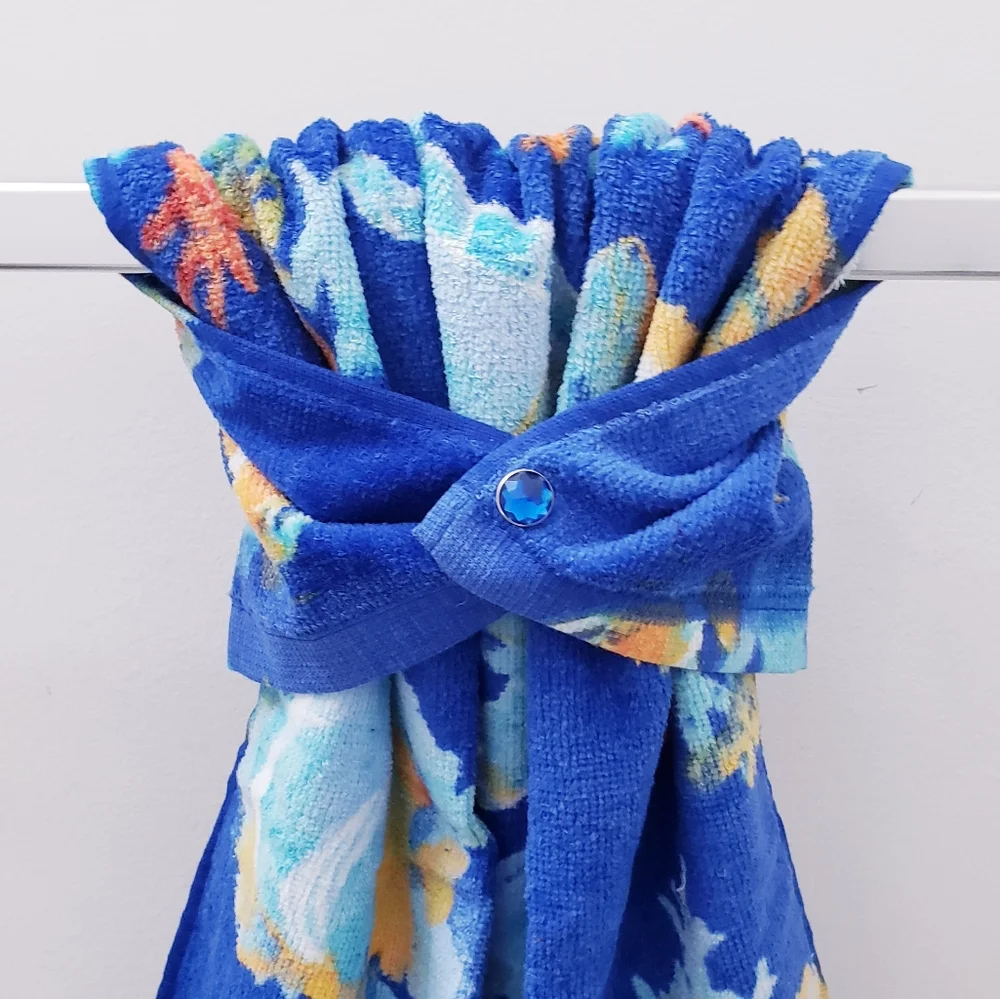 #9131-E ●NEW! Sea horses Hang'N'Snap Hand Towel🤍Select snap